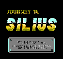 Journey to Silius title screen for NES